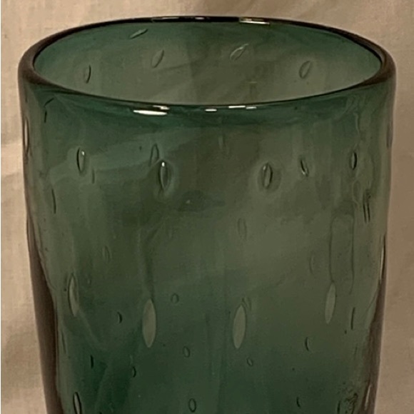 Handblown, Controlled Bubbles, Ombré Art Glass Vase Tumbler Blue/Green - Picture 4 of 10